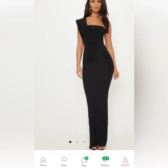 one shoulder dress plt PrettyLittleThing | Dresses | Black One Shoulder Maxi Dress